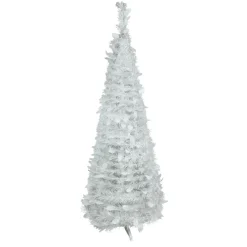 Best 4' White Tinsel Pop-Up Artificial Christmas Tree, Unlit Pop Up