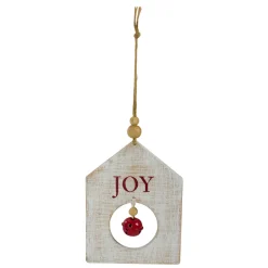 Discount 8" White Wooden "JOY" With Red Bell Christmas Ornament Novelty