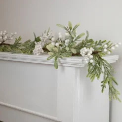 5' x 7" Artificial Christmas Garland with Frosted Foliage and Berries, Unlit Unlit