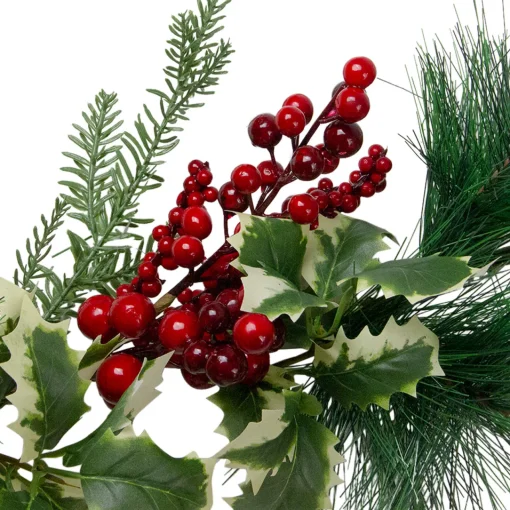 5' x 5" Holly and Pine Springs Artificial Christmas Garland - Unlit Pre Decorated