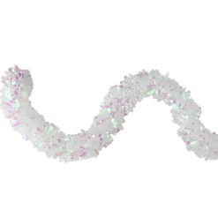 Hot 12' x 3" Iridescent and Snowblush Wide Cut Tinsel Christmas Garland - Unlit Colorful