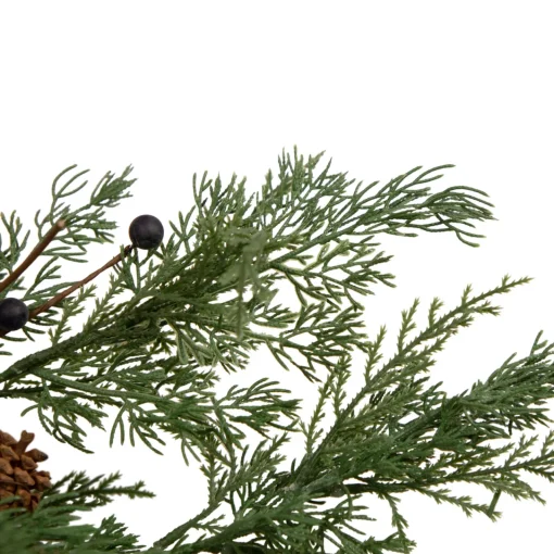 5' x 10" Pine and Blueberry Christmas Garland with Pinecones, Unlit Pre Decorated