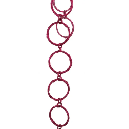 Outlet 5' x 1.75" Pink Sparkling Glitter Round Circle Chain Artificial Christmas Garland - Unlit Unlit