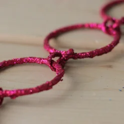 Outlet 5' x 1.75" Pink Sparkling Glitter Round Circle Chain Artificial Christmas Garland - Unlit Unlit