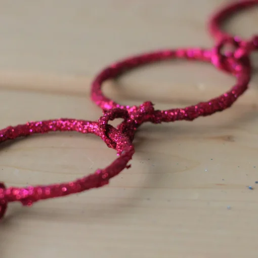 Outlet 5' x 1.75" Pink Sparkling Glitter Round Circle Chain Artificial Christmas Garland - Unlit Unlit