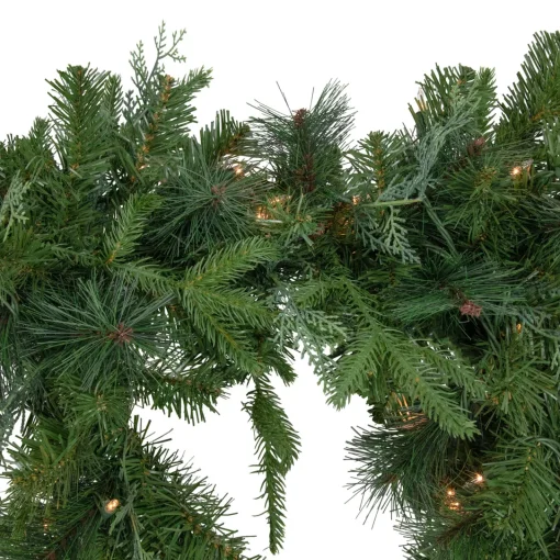 Online 6' x 18" Pre-Lit Mixed Pine Artificial Christmas Icicle Garland, Clear Lights Pre Lit