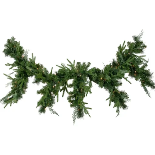 Online 6' x 18" Pre-Lit Mixed Pine Artificial Christmas Icicle Garland, Clear Lights Pre Lit