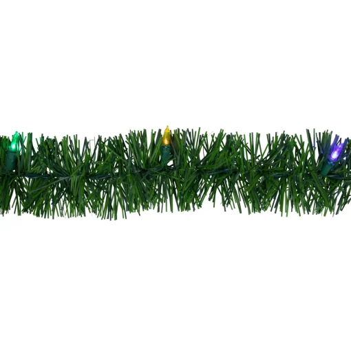 Outlet 18' x 3" Pre-Lit Pine Artificial Christmas Garland, Multicolor LED Lights Pre Lit