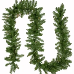 New 9' x 10" Pre-Lit Rockwood Pine Artificial Christmas Garland, Clear Lights Pre Lit
