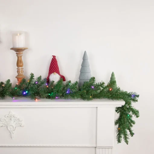 Outlet 9' x 12" Pre-Lit Winona Fir Artificial Christmas Garland, Multi LED Lights Pre Lit