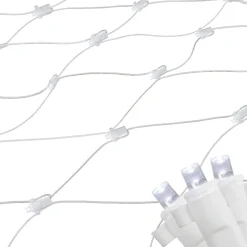 Online 4' x 6' Pure White LED Wide Angle Net Style Christmas Lights, White Wire Net Lights