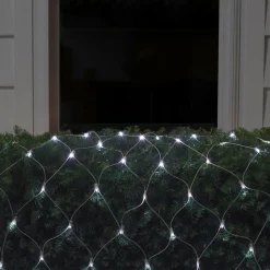 Online 4' x 6' Pure White LED Wide Angle Net Style Christmas Lights, White Wire Net Lights