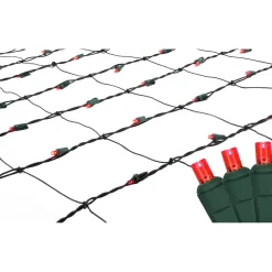Sale 4' x 6' Red LED Wide Angle Net Style Christmas Lights - Green Wire Net Lights