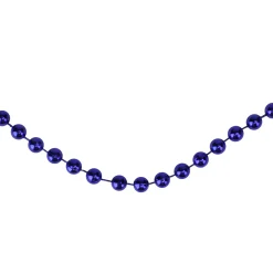New 15' x 0.25" Shiny Sapphire Blue Beaded Artificial Christmas Garland - Unlit Beaded