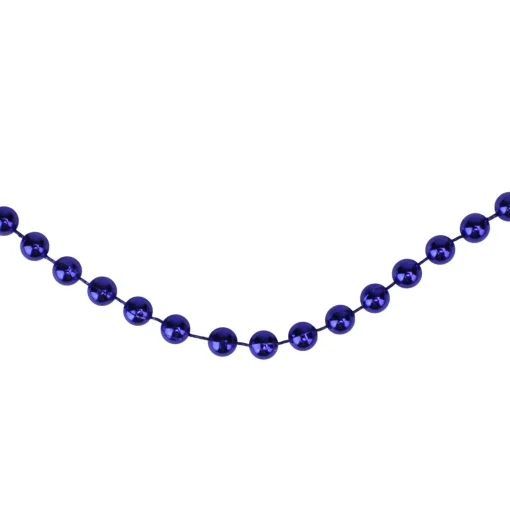 New 15' x 0.25" Shiny Sapphire Blue Beaded Artificial Christmas Garland - Unlit Beaded