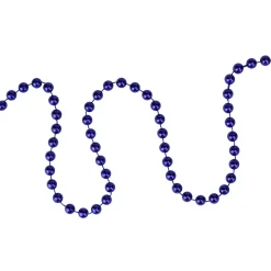 New 15' x 0.25" Shiny Sapphire Blue Beaded Artificial Christmas Garland - Unlit Beaded