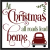 New All Roads Lead Home 17.5" x 17.5" Framed Christmas Wall Decor Art Print Sign Poster in a Black Wooden Frame with UV Acrylic and Hangers Wall