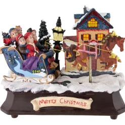 Animated and Musical Christmas Sleigh Decoration - 6.25" Animated & Musical