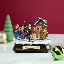 Animated and Musical Christmas Sleigh Decoration - 6.25" Animated & Musical