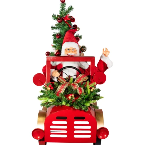 Hot Animated and Musical Santa Driving Vintage Truck Christmas Decoration - 36.5" Animated & Musical