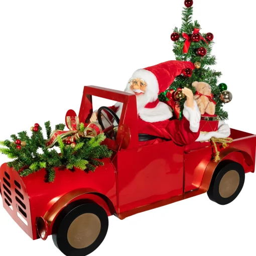 Hot Animated and Musical Santa Driving Vintage Truck Christmas Decoration - 36.5" Animated & Musical