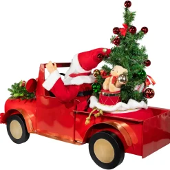 Hot Animated and Musical Santa Driving Vintage Truck Christmas Decoration - 36.5