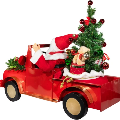 Hot Animated and Musical Santa Driving Vintage Truck Christmas Decoration - 36.5" Animated & Musical