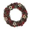 New Apples and Berries with Stars Artificial Christmas Wreath,13-Inch, Unlit Unlit