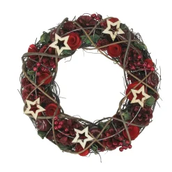 New Apples and Berries with Stars Artificial Christmas Wreath,13-Inch, Unlit Unlit
