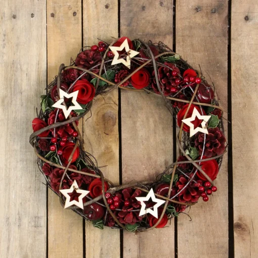 New Apples and Berries with Stars Artificial Christmas Wreath,13-Inch, Unlit Unlit
