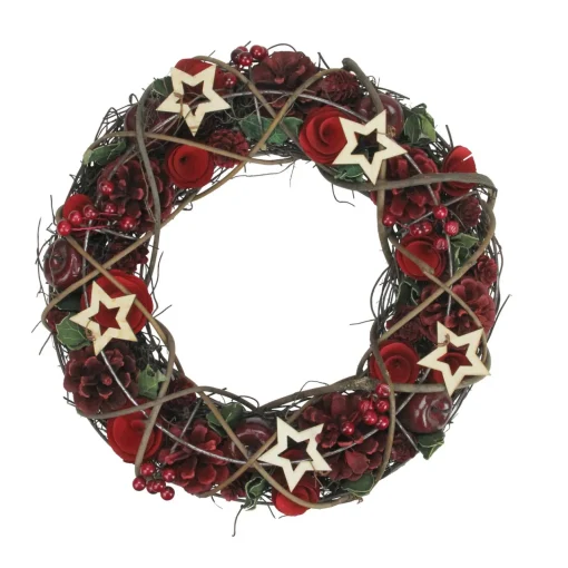 New Apples and Berries with Stars Artificial Christmas Wreath,13-Inch, Unlit Unlit