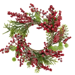 Best Artificial Frosted Red Berry and Pine Christmas Wreath, 16-Inch, Unlit Unlit