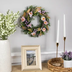 Best Artificial Mixed Floral and Greenery Spring Wreath - 13" - Purple Unlit