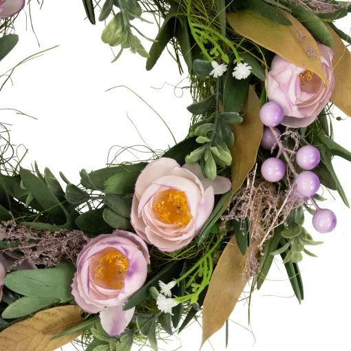 Best Artificial Mixed Floral and Greenery Spring Wreath - 13" - Purple Unlit