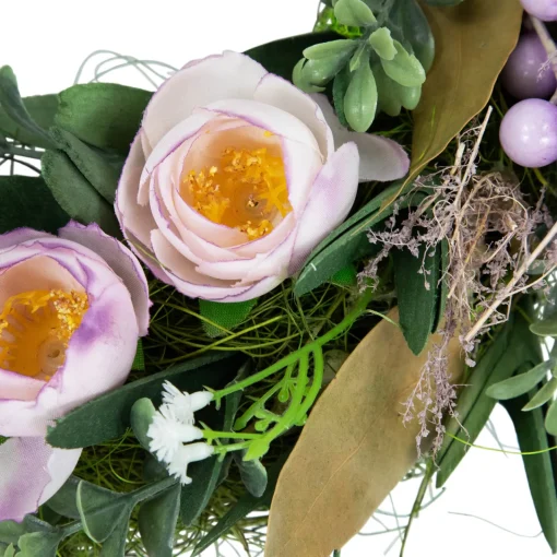 Best Artificial Mixed Floral and Greenery Spring Wreath - 13" - Purple Unlit