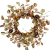 Discount Ball Ornament Glittered Artificial Christmas Wreath - 24" - Gold and Copper Tone Unlit