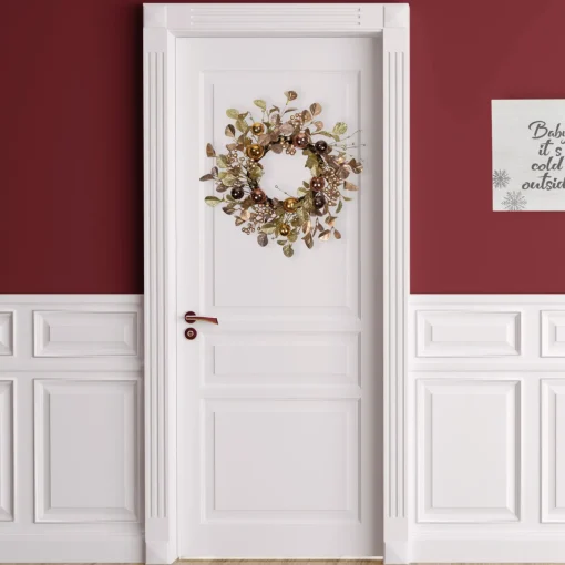 Discount Ball Ornament Glittered Artificial Christmas Wreath - 24" - Gold and Copper Tone Unlit