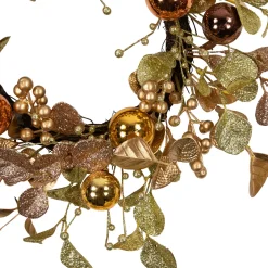 Discount Ball Ornament Glittered Artificial Christmas Wreath - 24