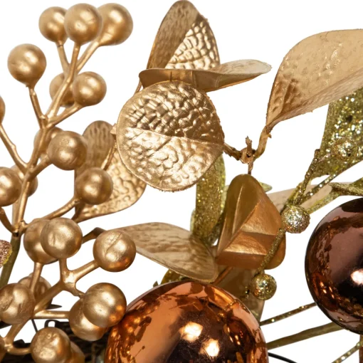 Discount Ball Ornament Glittered Artificial Christmas Wreath - 24" - Gold and Copper Tone Unlit