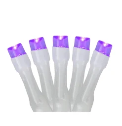 Battery Operated LED Christmas Lights - Purple - 9.5' White Wire - 20ct Battery Operated