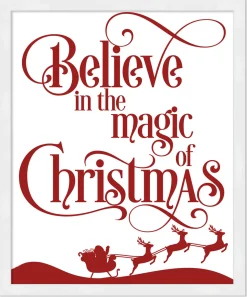 Hot Believe in the Magic of Christmas 15.5" x 19.5" Framed Christmas Wall Decor Sign Poster in a Natural Wooden Frame with UV Acrylic and Hangers Wall