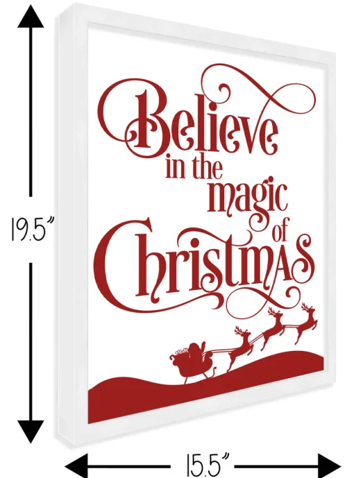 Hot Believe in the Magic of Christmas 15.5" x 19.5" Framed Christmas Wall Decor Sign Poster in a Natural Wooden Frame with UV Acrylic and Hangers Wall