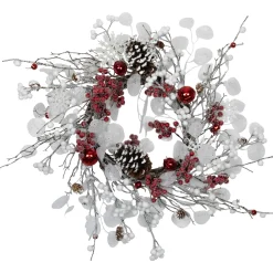 Best Berries and Snowflakes Artificial Christmas Wreath - 24" - Red and White - Unlit Unlit