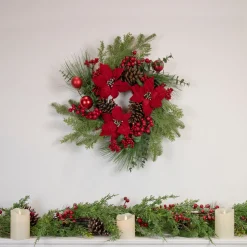 Best Berry and Poinsettia Artificial Christmas Wreath - 22" - Unlit Unlit