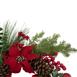 Best Berry and Poinsettia Artificial Christmas Wreath - 22