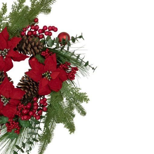 Best Berry and Poinsettia Artificial Christmas Wreath - 22" - Unlit Unlit