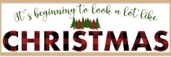 Outlet Big It's beginning to look A Lot Like Christmas 9.5" x 28.5" Framed Christmas Wall Decor Sign Poster in a Natural Wooden Frame with UV Acrylic Wall