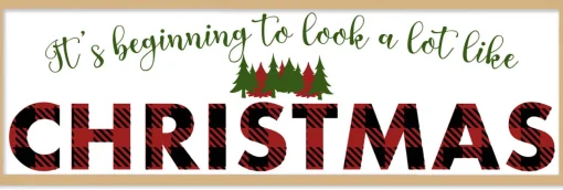 Outlet Big It's beginning to look A Lot Like Christmas 9.5" x 28.5" Framed Christmas Wall Decor Sign Poster in a Natural Wooden Frame with UV Acrylic Wall