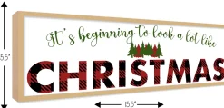 Outlet Big It's beginning to look A Lot Like Christmas 9.5" x 28.5" Framed Christmas Wall Decor Sign Poster in a Natural Wooden Frame with UV Acrylic Wall