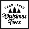 New Black and White Christmas Trees 15.5" x 15.5" Framed Christmas Wall Decor Art Print Sign Poster in a Black Wooden Frame with UV Acrylic and Hangers Wall